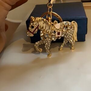 Gold and Crystal Horse Keychain